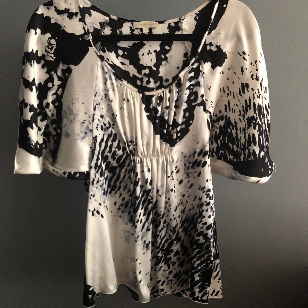 Matty M Round Neck Silk Blouse